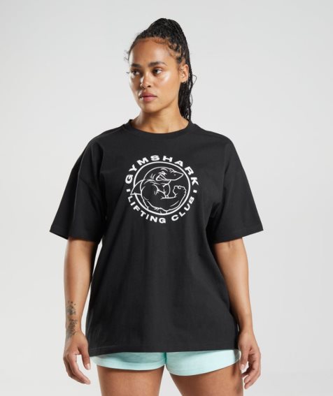 Women's Gymshark Legacy Oversized T-Shirts Black | CA 80653A